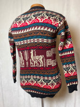 Load image into Gallery viewer, Burgundy and Turquoise Alpaca Sweater
